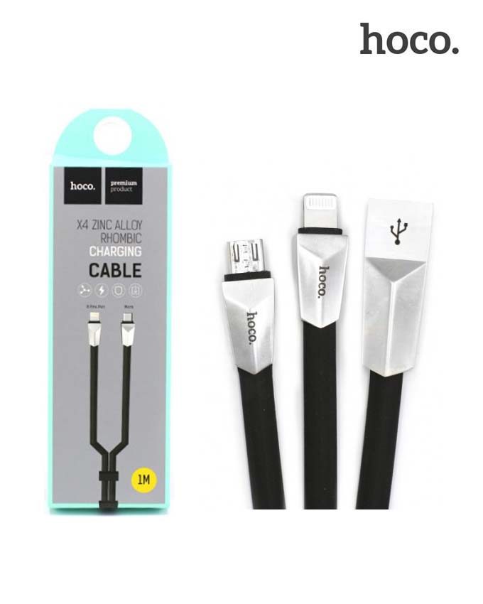 Hoco X4 Zinc Alloy Rhombic Charging Cable 2in1 (Lightning+Micro) - 1M